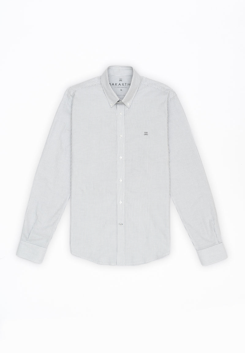 Camisa Oxford Rayas Gris Ceniza