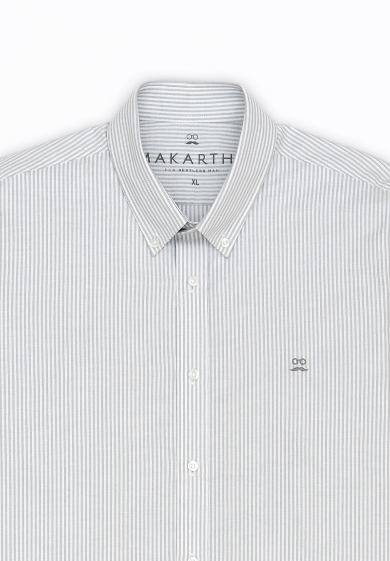 Camisa Oxford Rayas Gris Ceniza