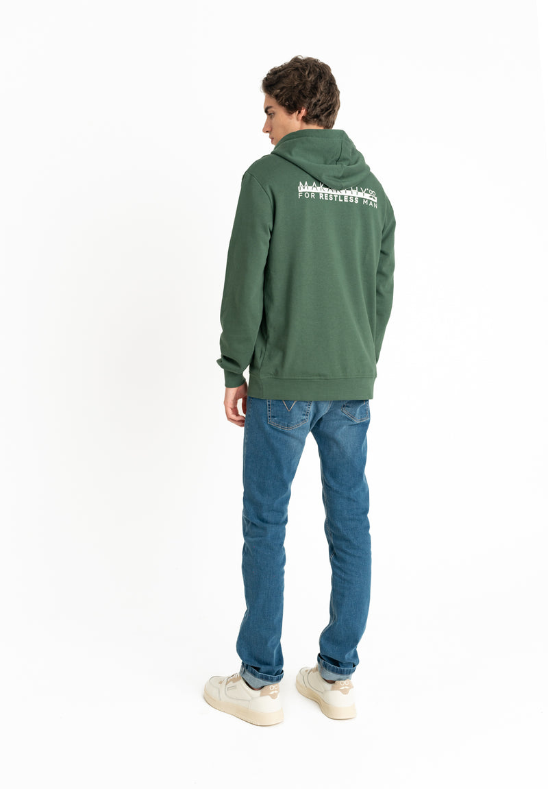 Sudadera Print Bolsillo Verde Oscuro