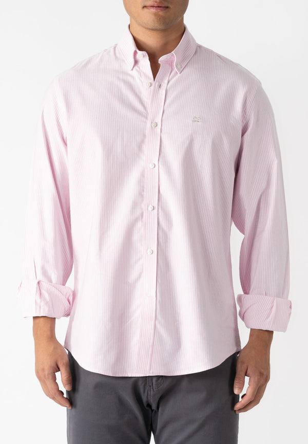 Camisa Oxford Rayas Rosa Palo