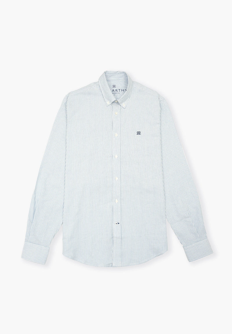 Camisa Oxford Rayas Azul Petróleo