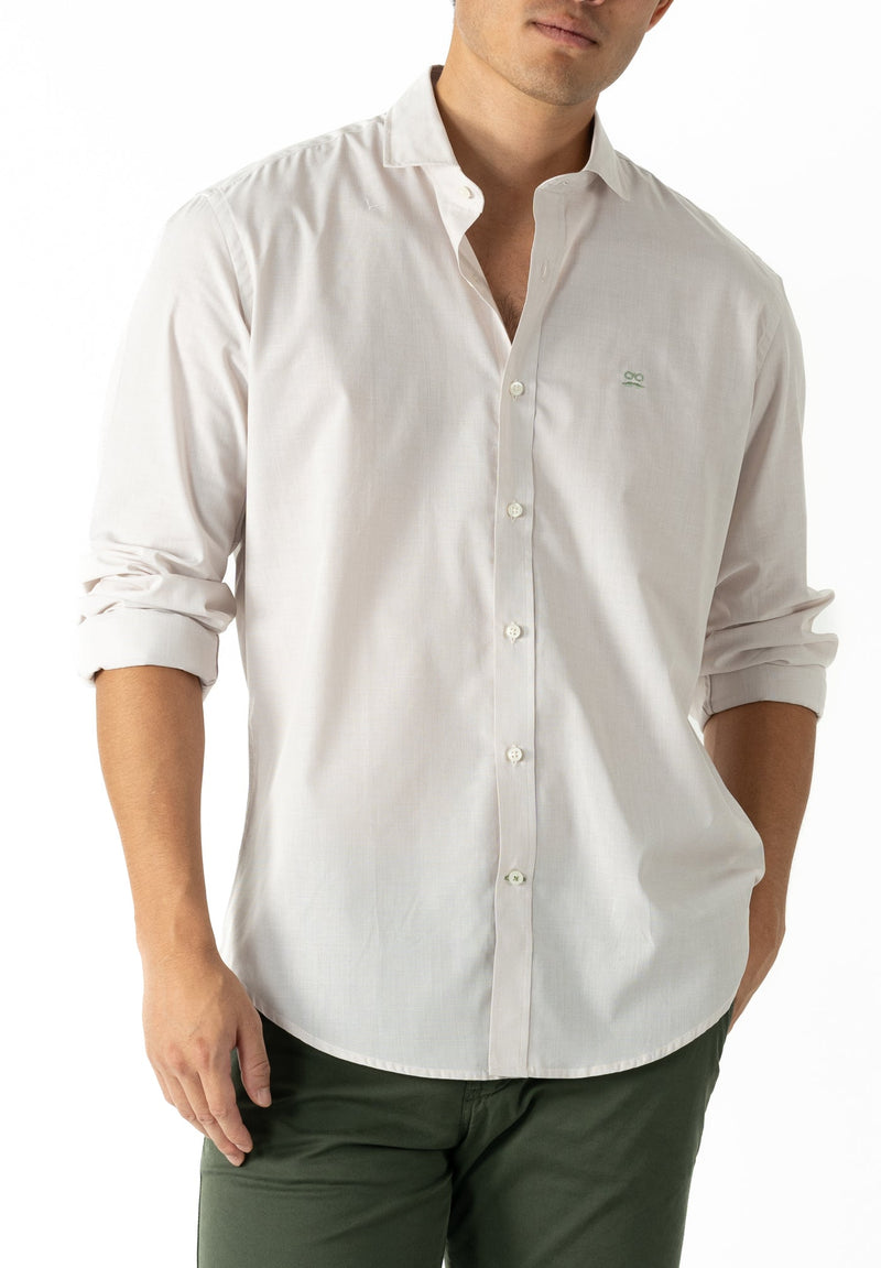 Camisa Fil A Fil Italiano Beige