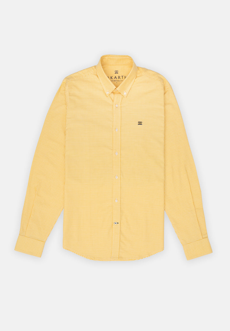 Camisa Oxford Cuadros Amarillo Soft