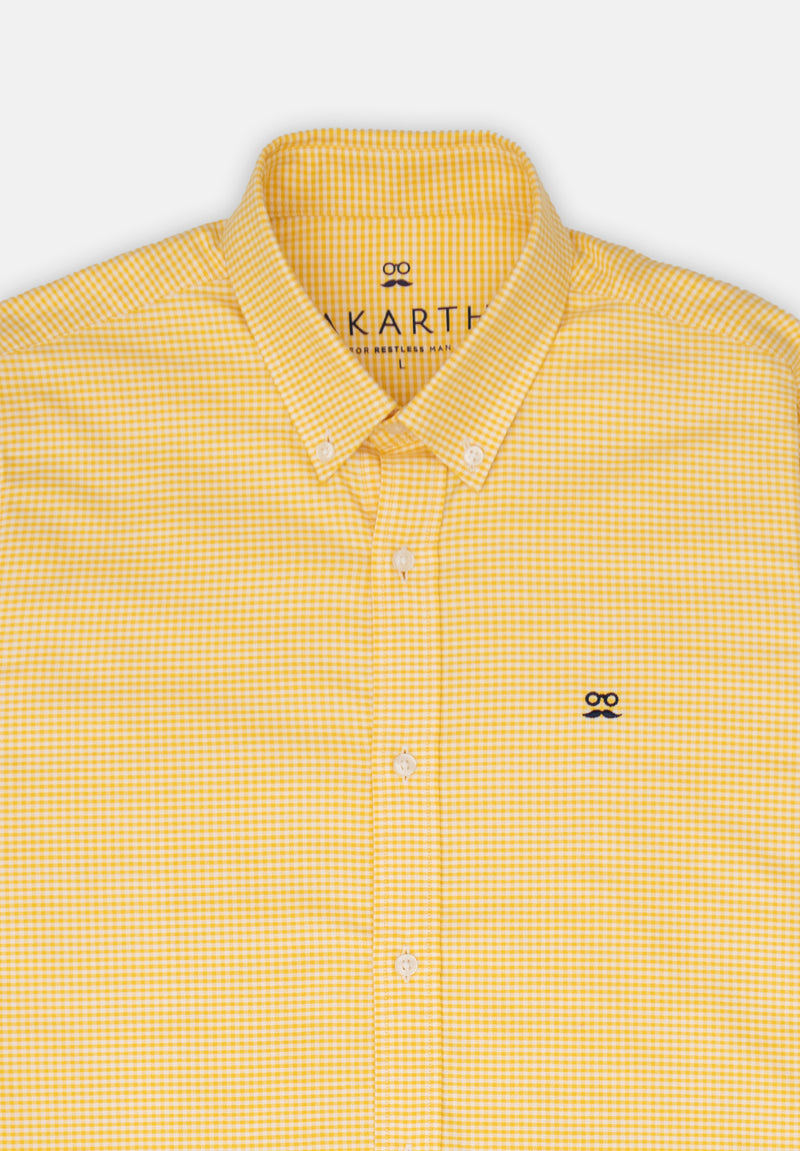 Camisa Oxford Cuadros Amarillo Soft