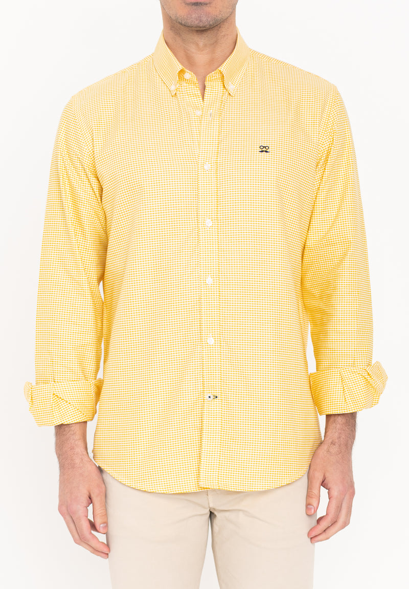 Camisa Oxford Cuadros Amarillo Soft