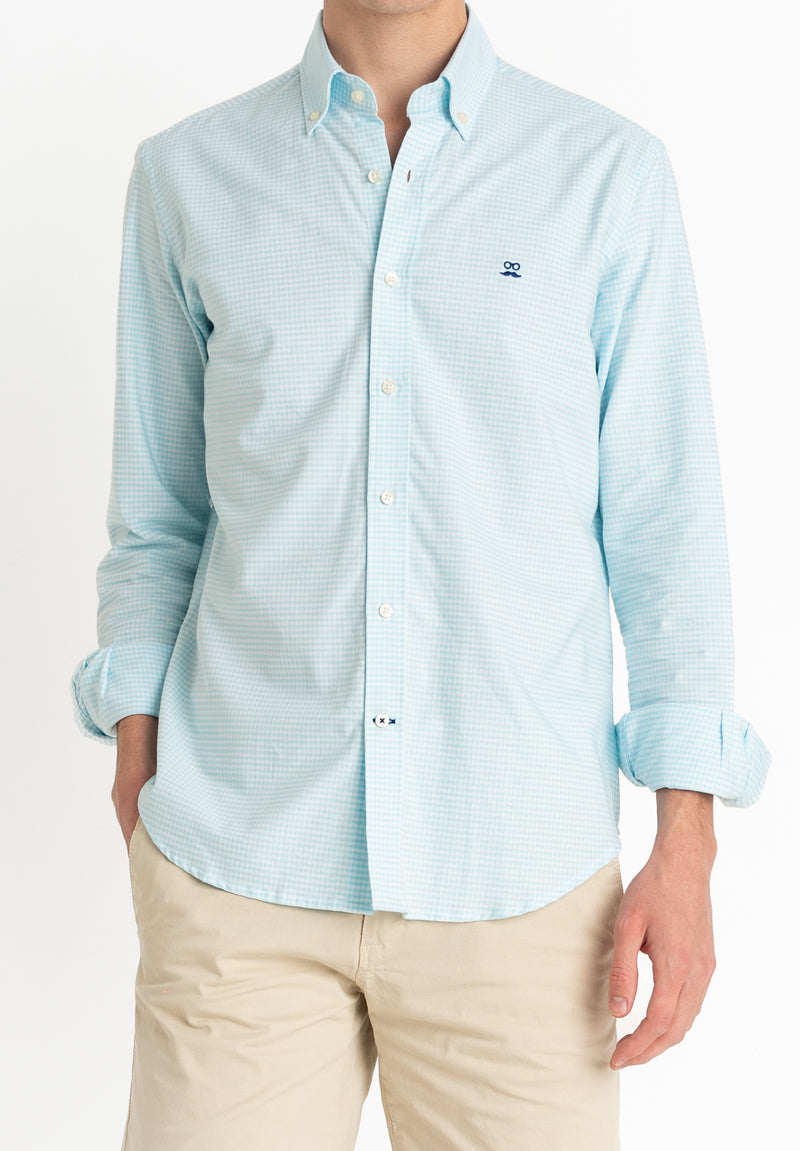 Camisa Oxford Cuadros Verde Menta