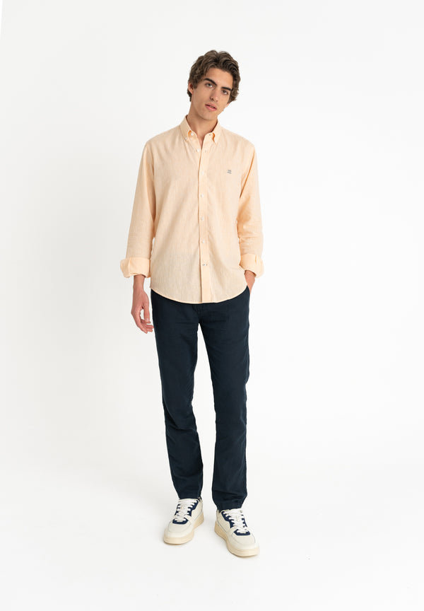 Camisa Lino Slim Peach