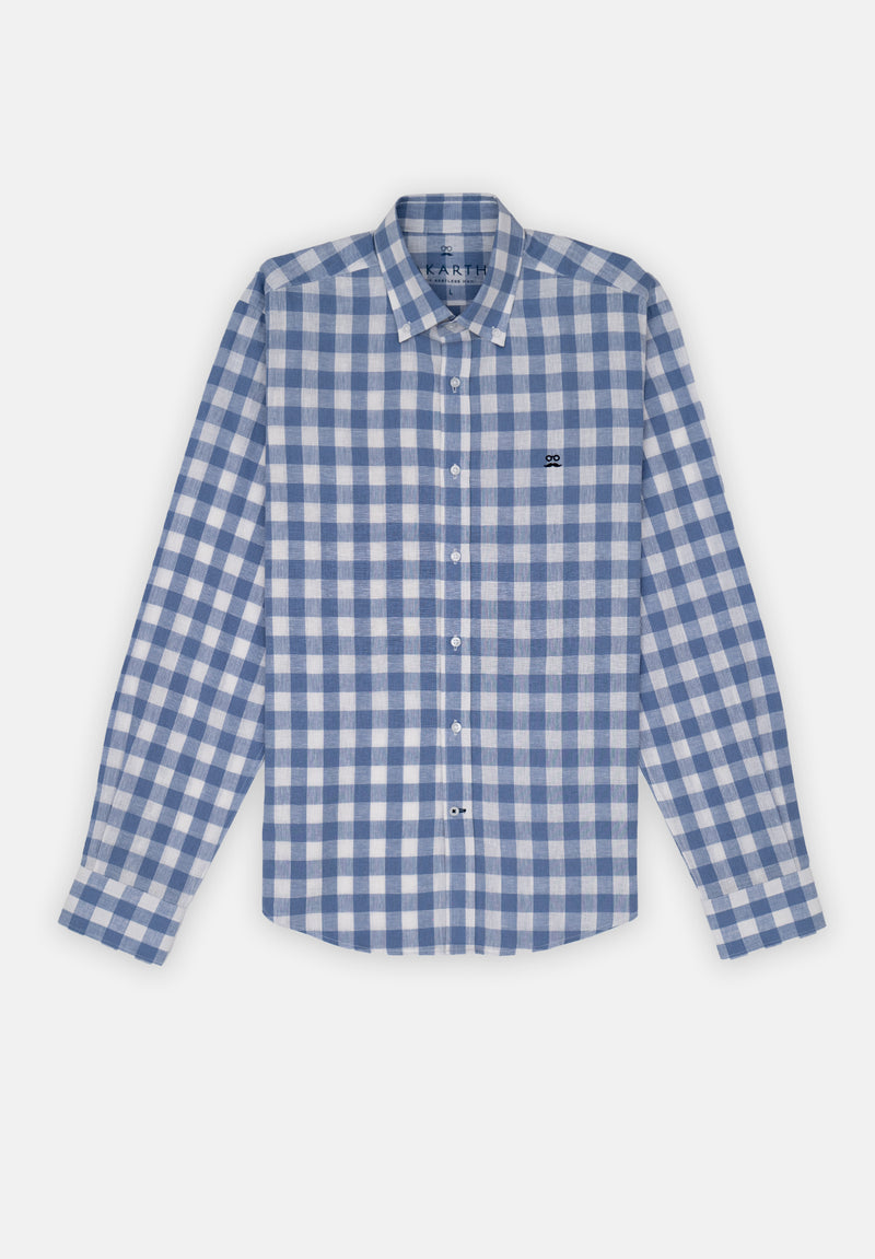 Camisa Sunset Cuadros Azul Niebla