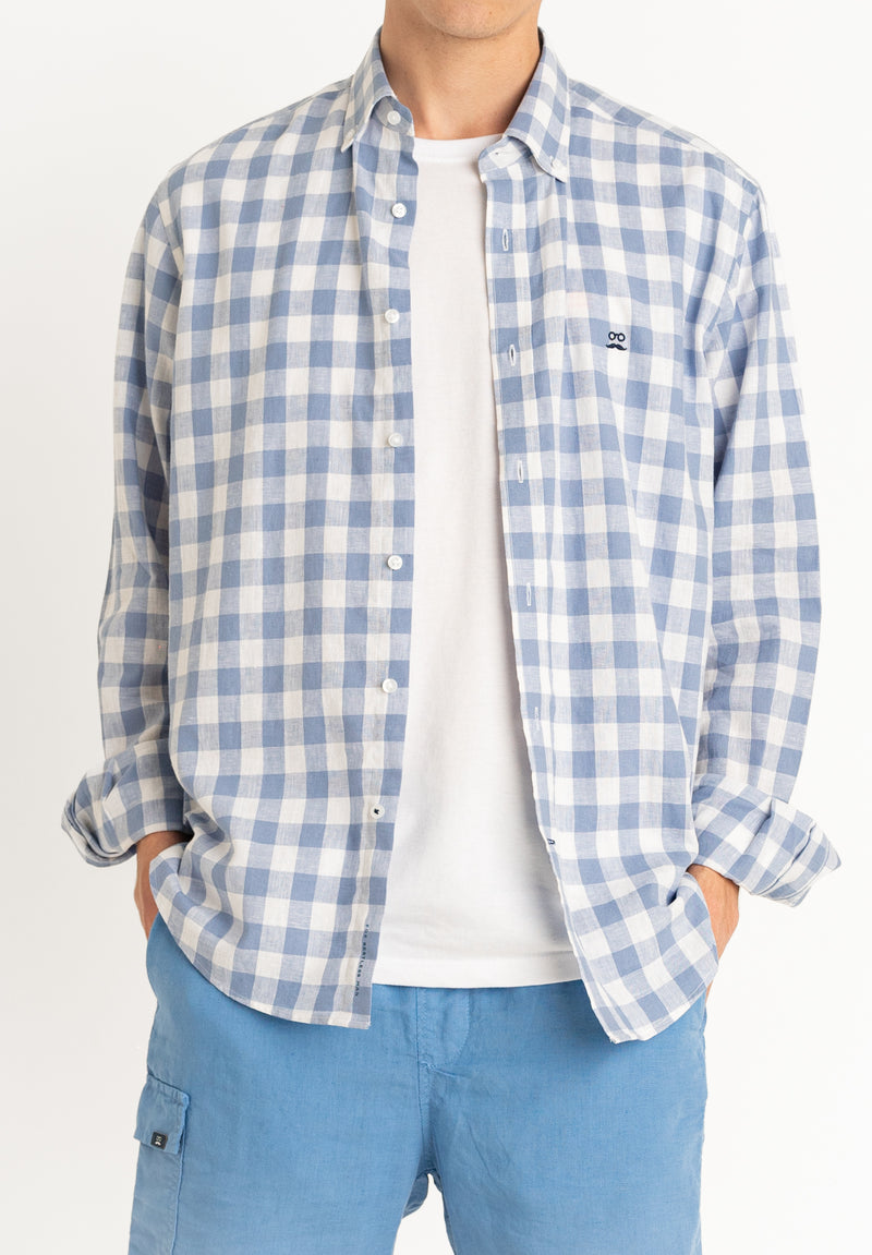 Camisa Sunset Cuadros Azul Niebla